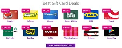 Websites for gift cards at discounted prices