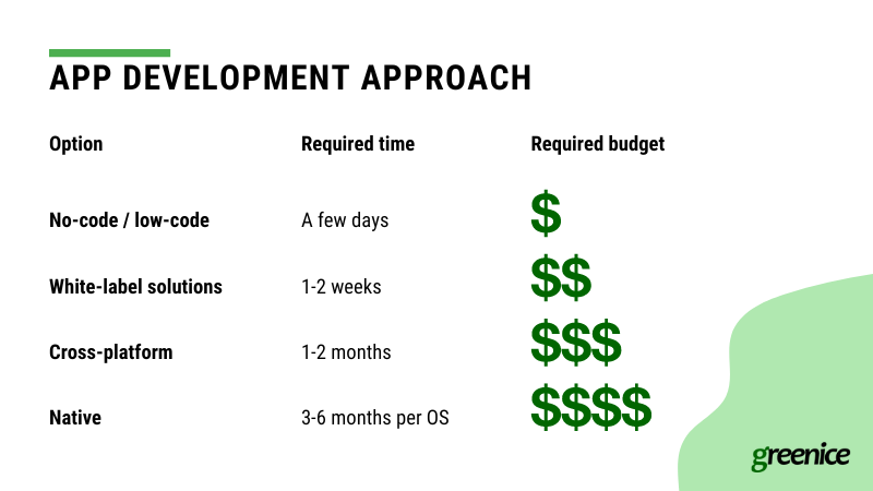 app dev approach costs comparison