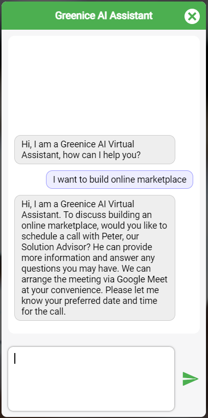 Greenice GPT-powered virtual assistant