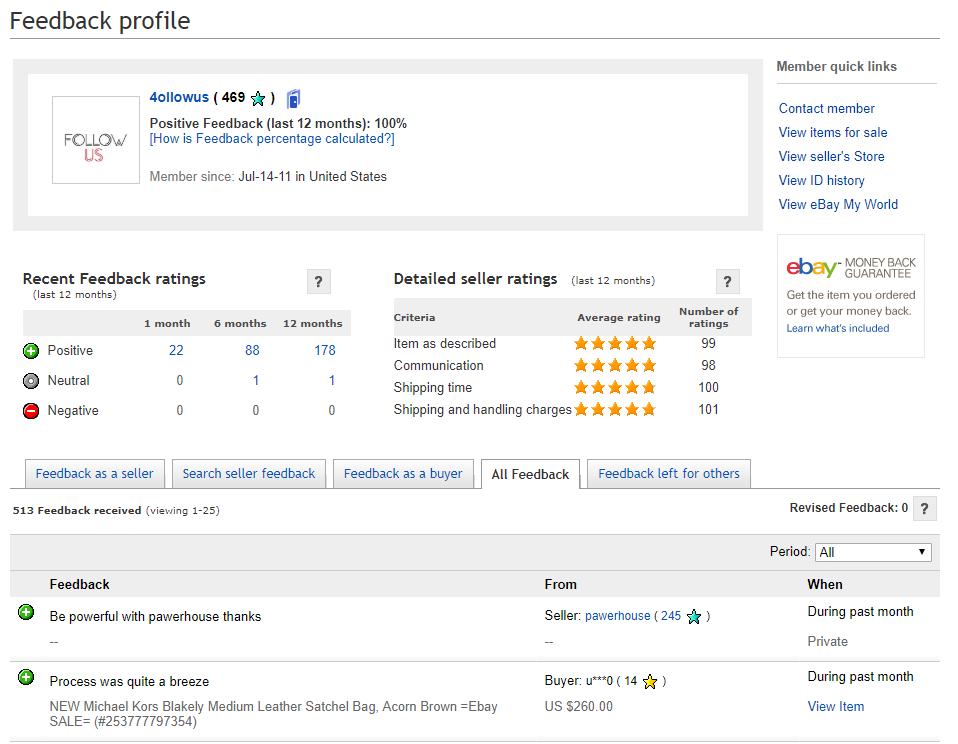 feedback eBay