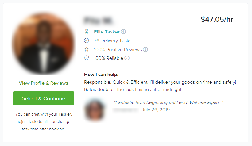 user profile on taskrabbit